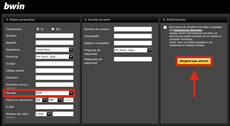 bwin registro sencillo para Jugadores en Colombia